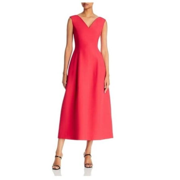 Lafayette 148 New York Portrait Neck Wool & Silk Dress in Vibrant Coral Sz US 10 - Picture 1 of 6